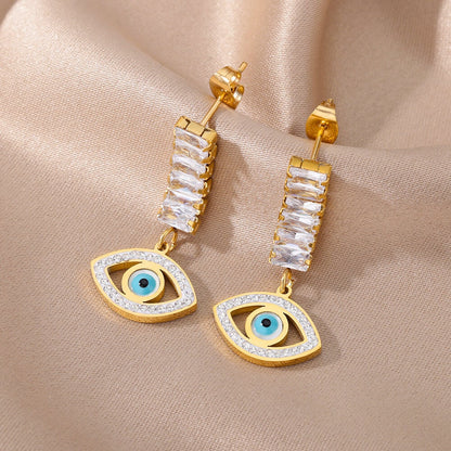 Gothic Evil Eye Earrings, Protection Earrings, 18K Gold Evil Eye Earrings for Women, Gift for Her