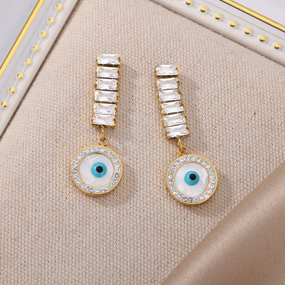 Gothic Evil Eye Drop Earrings, 18K Gold Evil Eye Earrings, Evil Eye Dangle Earrings for Women, Gift for Her
