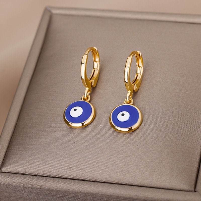 Evil Eye Earrings, Enamel Evil Eye, Evil Eye Drop Earrings, Evil Eye Earrings for Women, Gift for Her
