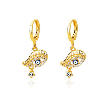 Gothic Evil Eye Earrings, 18K Gold Evil Eye Earrings, Crystal Evil Eye Earrings, Evil Eye Drop Earrings for Women, Gift for Her