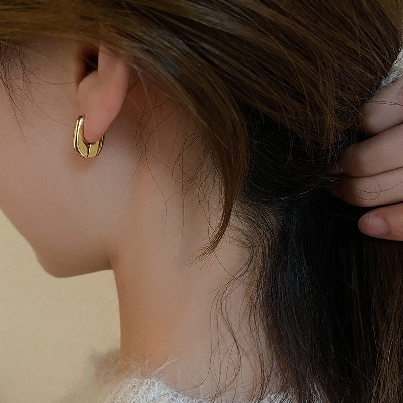 18K Gold Clip Earrings, Clip Hoop Earrings, Gold Hoop Earrings, Fashion Clip Earrings for Women, Gift for Her