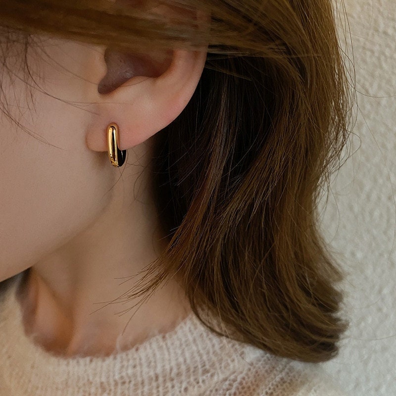 18K Gold Clip Earrings, Clip Hoop Earrings, Gold Hoop Earrings, Fashion Clip Earrings for Women, Gift for Her