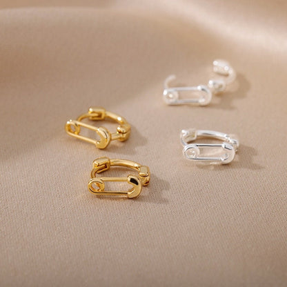 Paper Clip Earrings, 18K Gold Clip Earrings, Gold Hoop Earrings, Fashion Clip Earrings for Women, Gift for Her