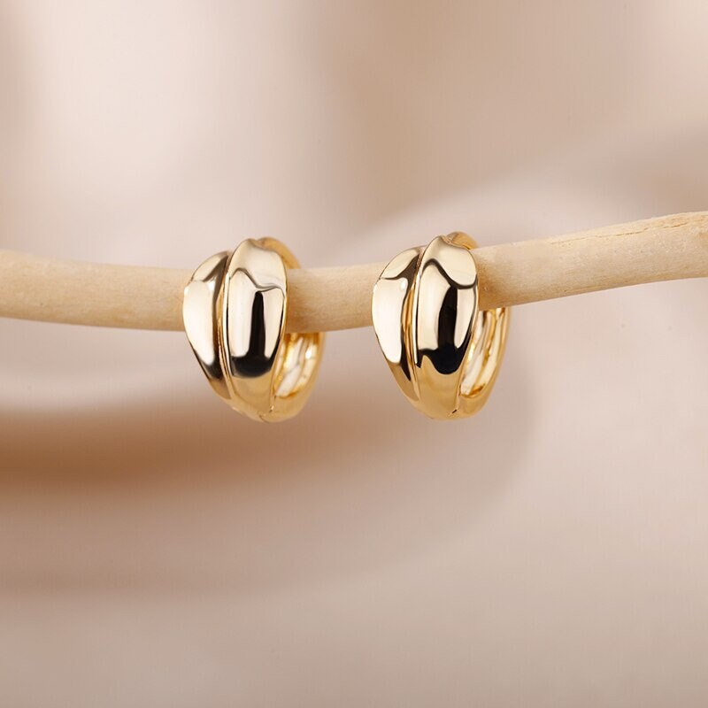 Layer Hoops Earrings, 18K Gold Hoop Earrings, Organic Hoops, Fashion Hoops for Women, Gift for Her