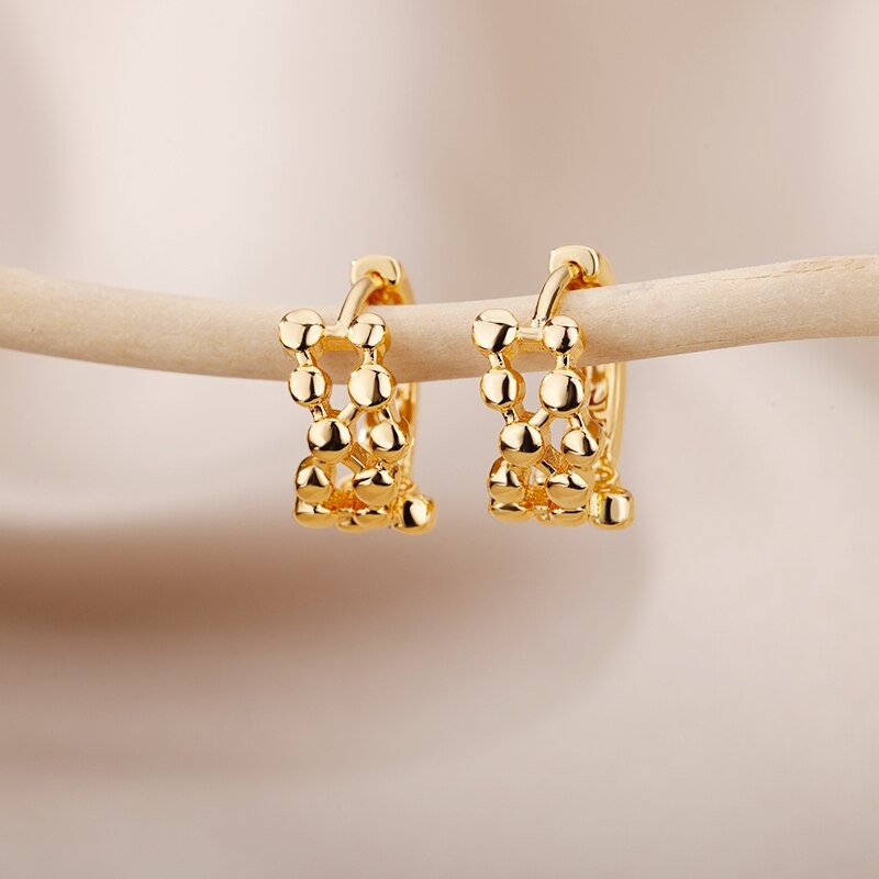 Helix Hoop Earrings, 18K Gold DNA Earrings, Molecule Hoop Earrings, Fashion Earrings for Women, Gift for Her