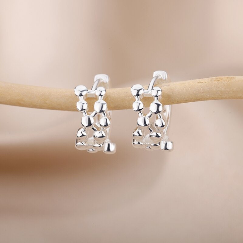 Helix Hoop Earrings, 18K Gold DNA Earrings, Molecule Hoop Earrings, Fashion Earrings for Women, Gift for Her