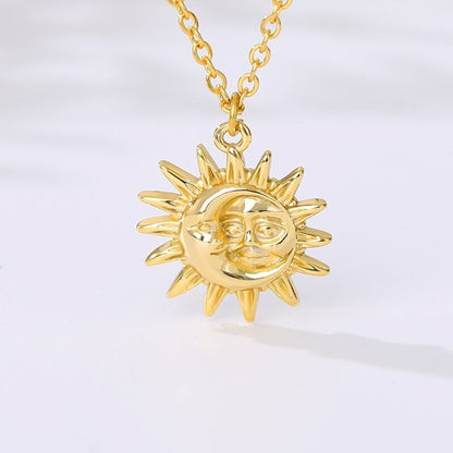 Gothic Sun Charm Pendant, 18K Gold Sun Necklace, Gothic Sun Fashion Necklace for Women, Gift for Her