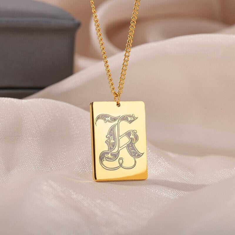 Custom Initial Charm Pendant, 18K Gold Initial Necklace, Custom Letter Necklace for Women, Gift for Her