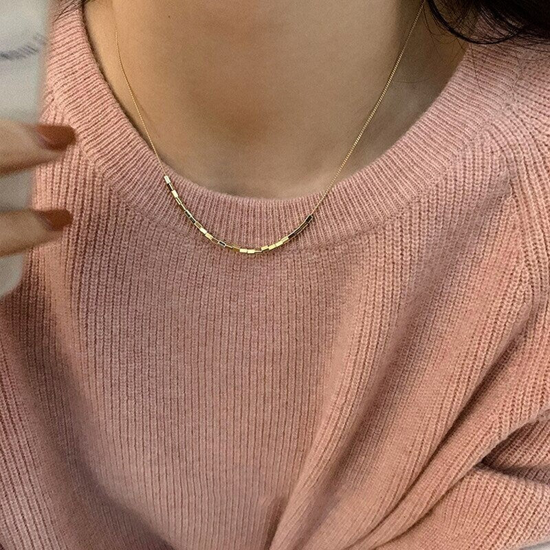 18K Gold Chain Necklace, Dainty Chain Necklace, Korean Fashion Necklace for Women, Gift for Her