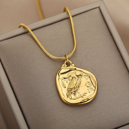 18K Gold Owl Charm Necklace, Wise Owl Pendant, Gold Owl Necklace for Women, Gift for Her