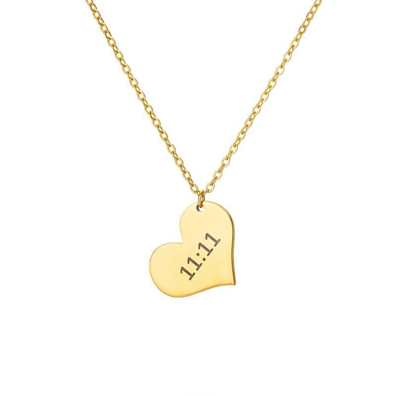 Angel Number Heart Charm, 18K Gold 11:11 Necklace, Angel Number Necklace for Women, Gift for Her