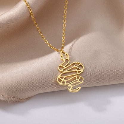 Punk Snake Necklace, 18K Gold Snake Necklace, Snake Contour, Punk Fashion Necklace for Women, Gift for Her
