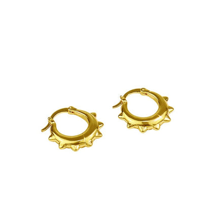 Punk Spiked Earrings, 18K Gold Spike Earrings, Spike Hoop Earrings, Punk Fashion Earrings for Women, Gift for Her
