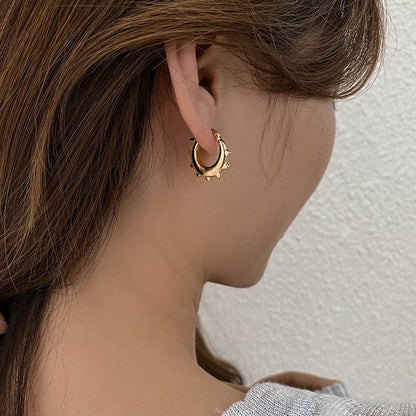 Punk Spiked Earrings, 18K Gold Spike Earrings, Spike Hoop Earrings, Punk Fashion Earrings for Women, Gift for Her