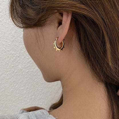 Punk Spiked Earrings, 18K Gold Spike Earrings, Spike Hoop Earrings, Punk Fashion Earrings for Women, Gift for Her