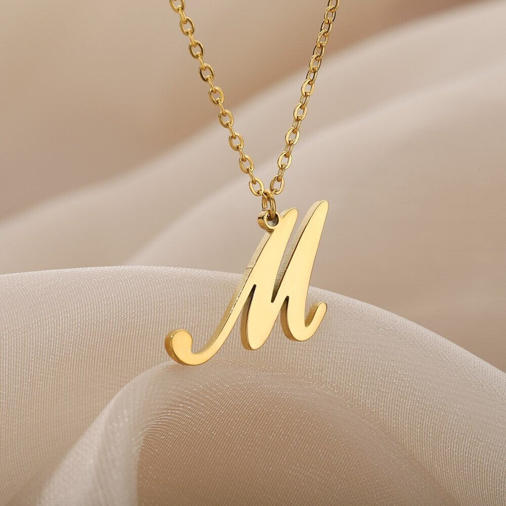 Custom Initials Charm, 18K Gold Initial Necklace, Custom Letter Necklace for Women, Gift for Her