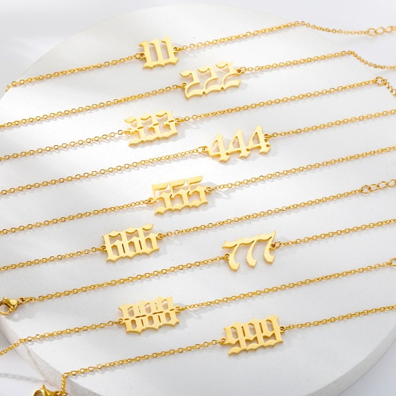 Angel Number Bracelet, 18K Gold Angel Number, Dainty Angel Number Bracelet for Women, Gift for Her