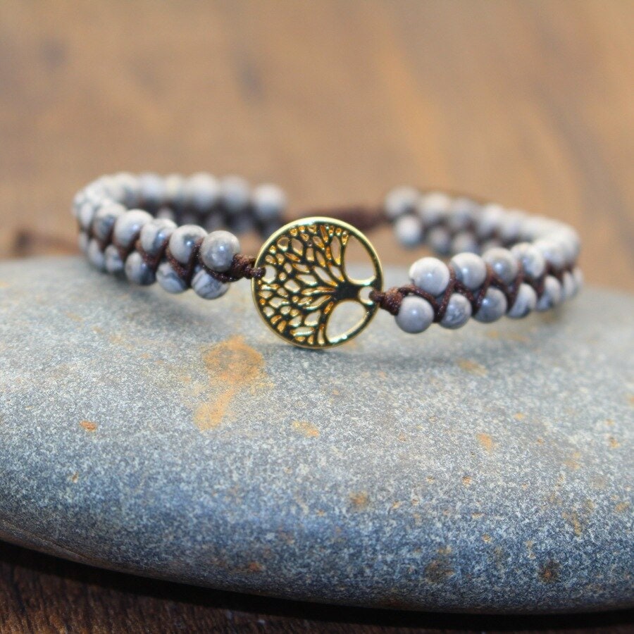 Tree of Life Beaded Bracelet, 18K Gold Beaded Kabala Bracelet, Kabala Bracelet for Women, Gift for Her