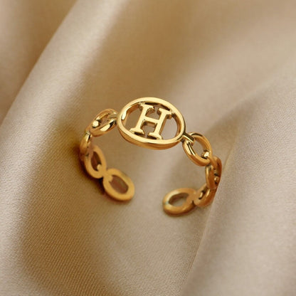 Dainty Initial Ring, 18K Gold Initial Ring, Gold Letter Ring, Custom Letter Fashion Ring for Women, Gift for Her