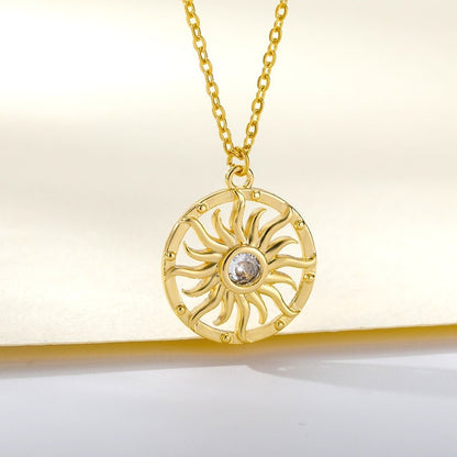 18K Gold Sun Charm Pendant, Gold Sun Necklace, Gothic Sun Necklace for Women, Gift for Her