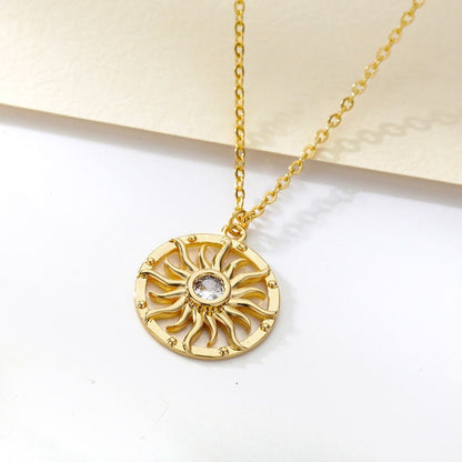 18K Gold Sun Charm Pendant, Gold Sun Necklace, Gothic Sun Necklace for Women, Gift for Her
