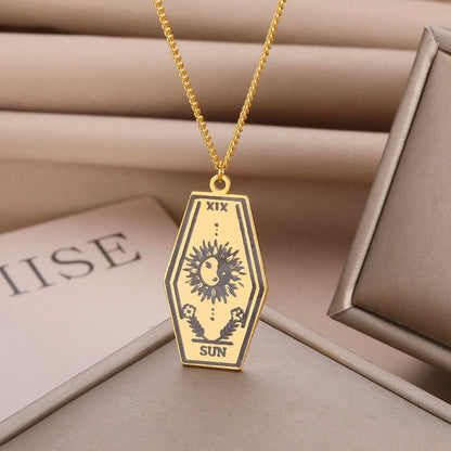 Gothic Tarot Card Charm, 18K Gold Tarot Card Necklace, Tarot Necklace for Women, Gift for Her