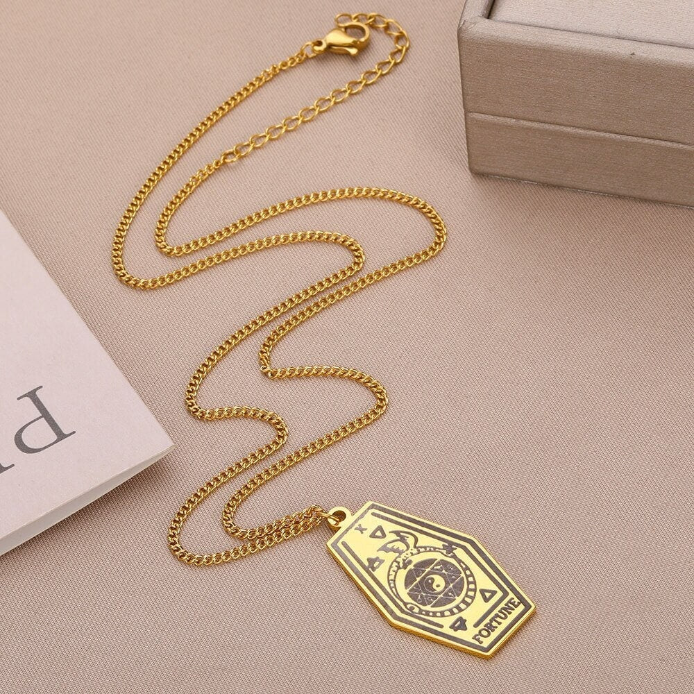 Gothic Tarot Card Charm, 18K Gold Tarot Card Necklace, Tarot Necklace for Women, Gift for Her