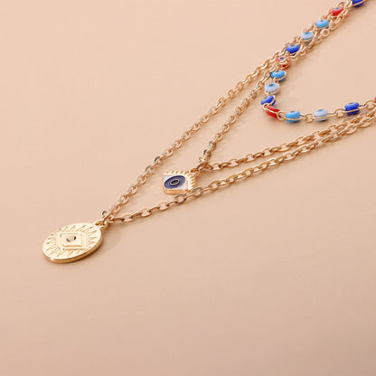 Evil Eye Amulet, 18K Gold Evil Eye Necklace, Gothic Fashion Necklace for Women, Gift for Her