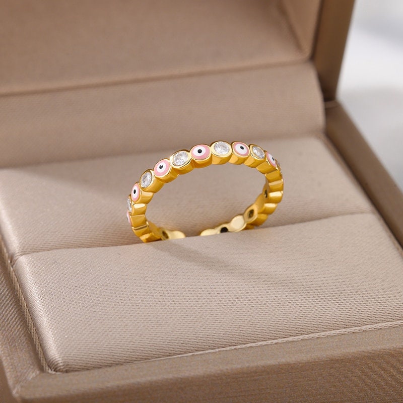 Evil Eye Ring, 18K Gold Evil Eye Ring, Protection Ring, Protection Fashion Ring for Women, Gift for Her