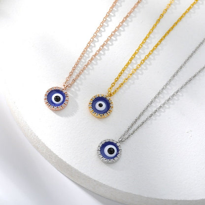18K Gold Evil Eye Necklace, Blue Evil Eye, Gothic Evil Eye Fashion Necklace for Women, Gift for Her