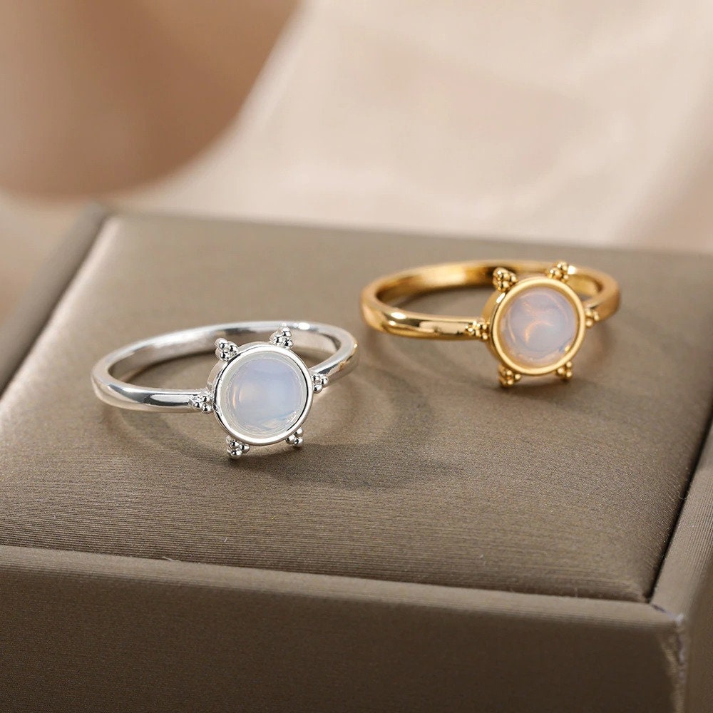 Anti Stress Ring, Anxiety Ring, Mood Tracker Ring, Sun Charm, 18K Gold Sun Ring, Gold Mood Tracker Ring for Women, Gift for Her