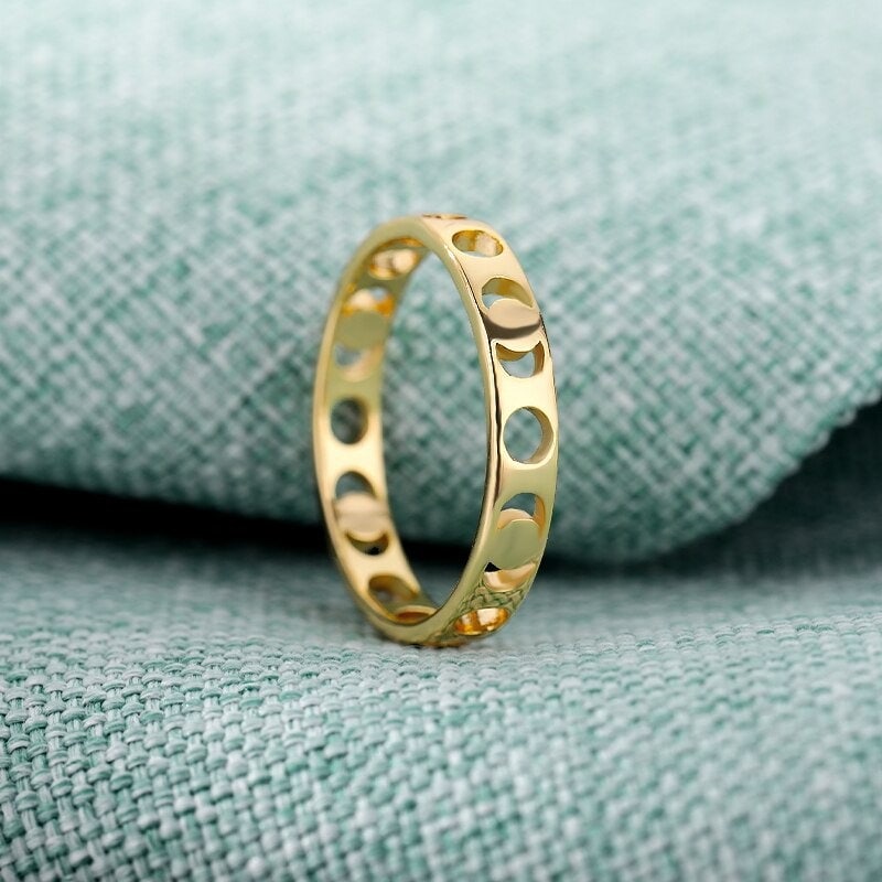 Dainty Moon Ring, 18K Gold Moon Ring, Minimalistic Ring, Celestial Fashion Ring for Women, Gift for Her