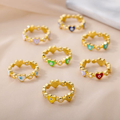 Evil Eye Heart Ring, 18K Gold Evil Eye Ring, Heart Wrap Ring, Evil Eye Wrap Ring, Fashion Ring for Women, Gift for Her