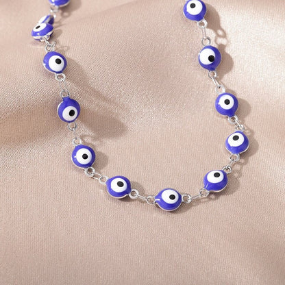 18K Gold Plated Handmade Dainty Evil Eye Bead Bracelet, Minimalistic Protection Blue Evil Eye Charm Thin Bracelet, Gift for Her