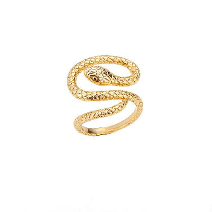 Punk Snake Ring, Snake Wrap Ring, 18K Gold Snake Ring, Snake Fashion Ring for Women, Gift for Her