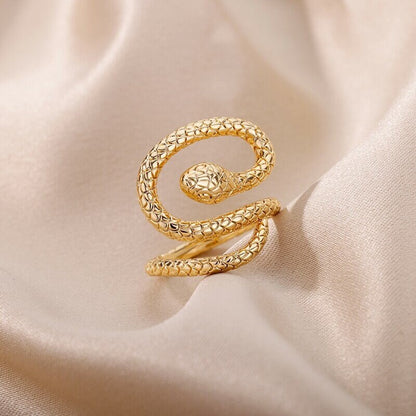 Punk Snake Ring, Snake Wrap Ring, 18K Gold Snake Ring, Snake Fashion Ring for Women, Gift for Her