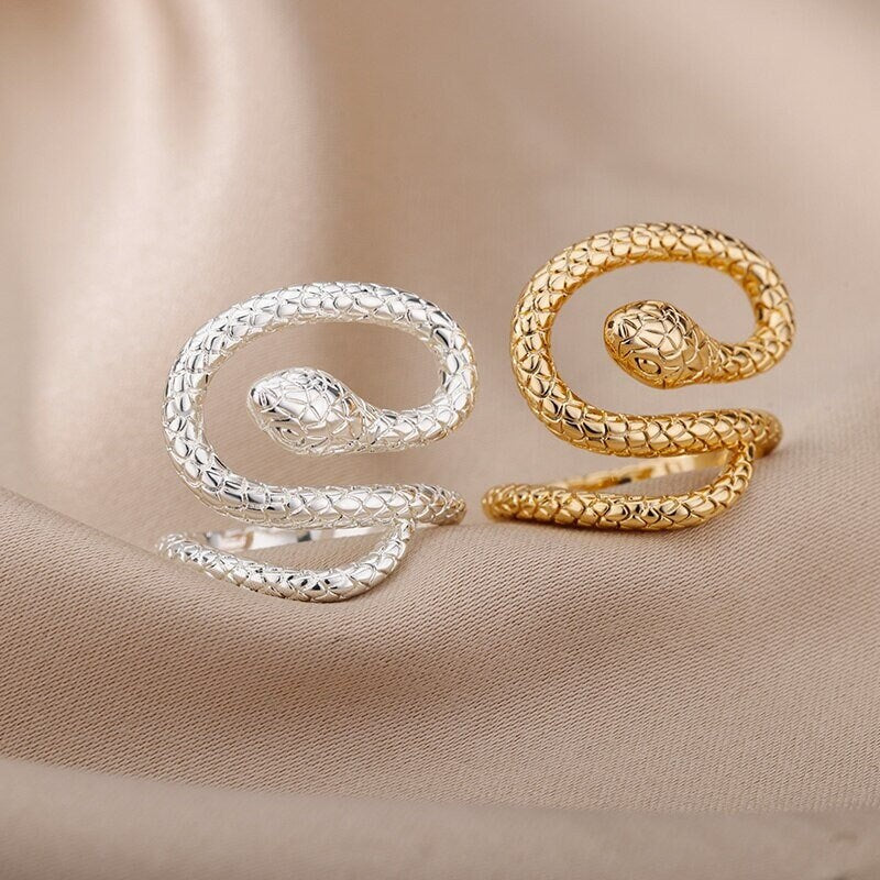 Punk Snake Ring, Snake Wrap Ring, 18K Gold Snake Ring, Snake Fashion Ring for Women, Gift for Her