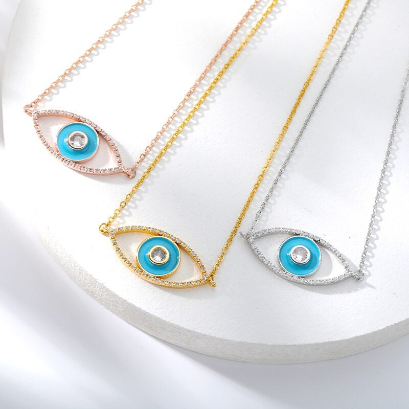 18K Gold Eye Necklace, Big Eye Necklace, Gothic Necklace for Women, Gift for Her