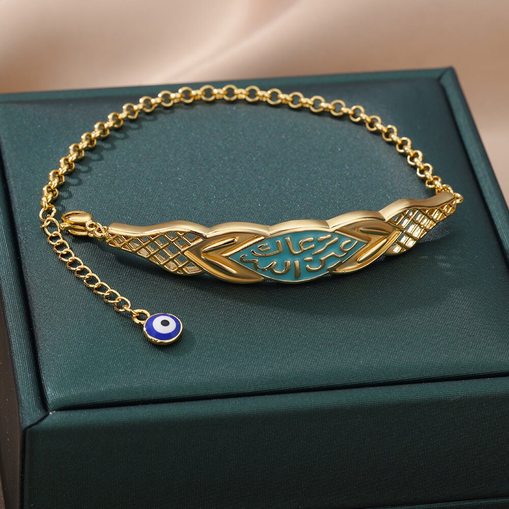 18K Gold Evil Eye Bracelet, Gold Evil Eye Charm, Gothic Evil Eye Bracelet for Women, Gift for Her