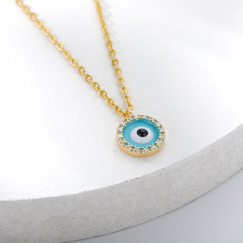 Evil Eye Charm, Evil Eye Necklace, 18K Gold Evil Eye Necklace for Women, Gift for Her