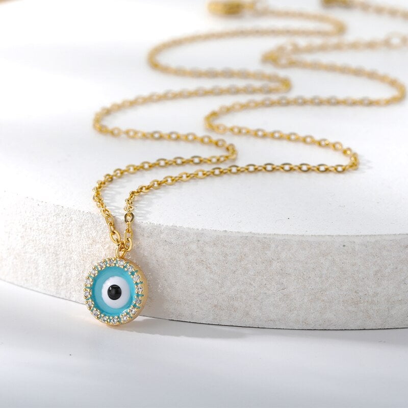 Evil Eye Charm, Evil Eye Necklace, 18K Gold Evil Eye Necklace for Women, Gift for Her