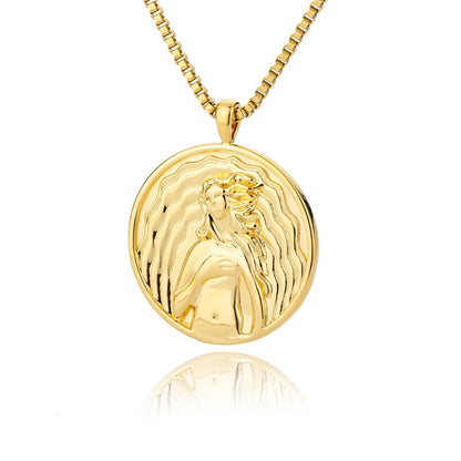 18K Greek Gold Plated Aphrodite Goddess Pendant, Dainty Women&