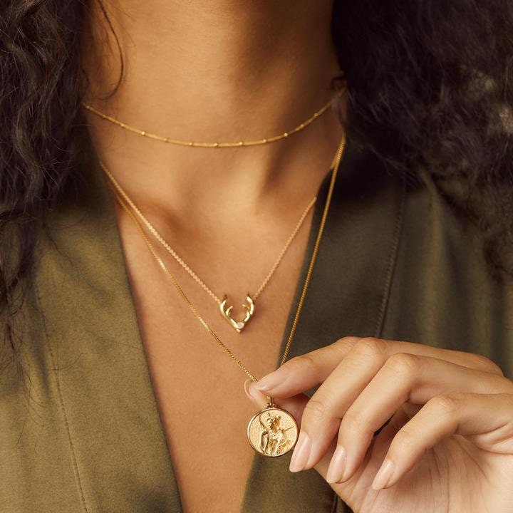 18K Gold Plated Artemis Goddess Pendant, Minimalist Dainty Necklace