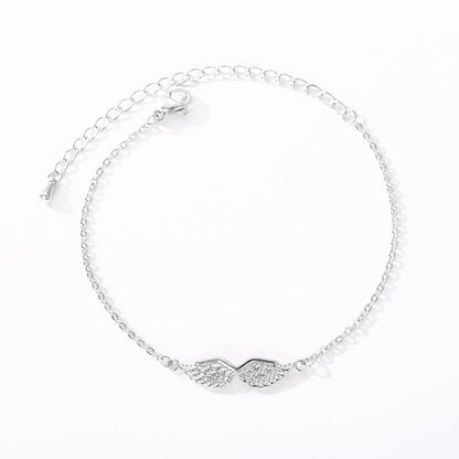 Angel Wings Charm, 18K Gold Layered Gothic Bracelet, Dainty Minimalist Jewelry, Delicate Handmade for Women, Gift for Her
