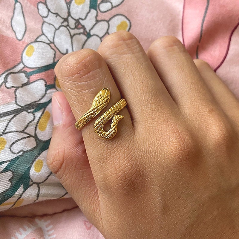 18K Gold Snake Wrap Ring, Gold Snake Ring, Punk Snake Ring, Gold Wrap Ring, Punk Fashion Ring for Women, Gift for Her