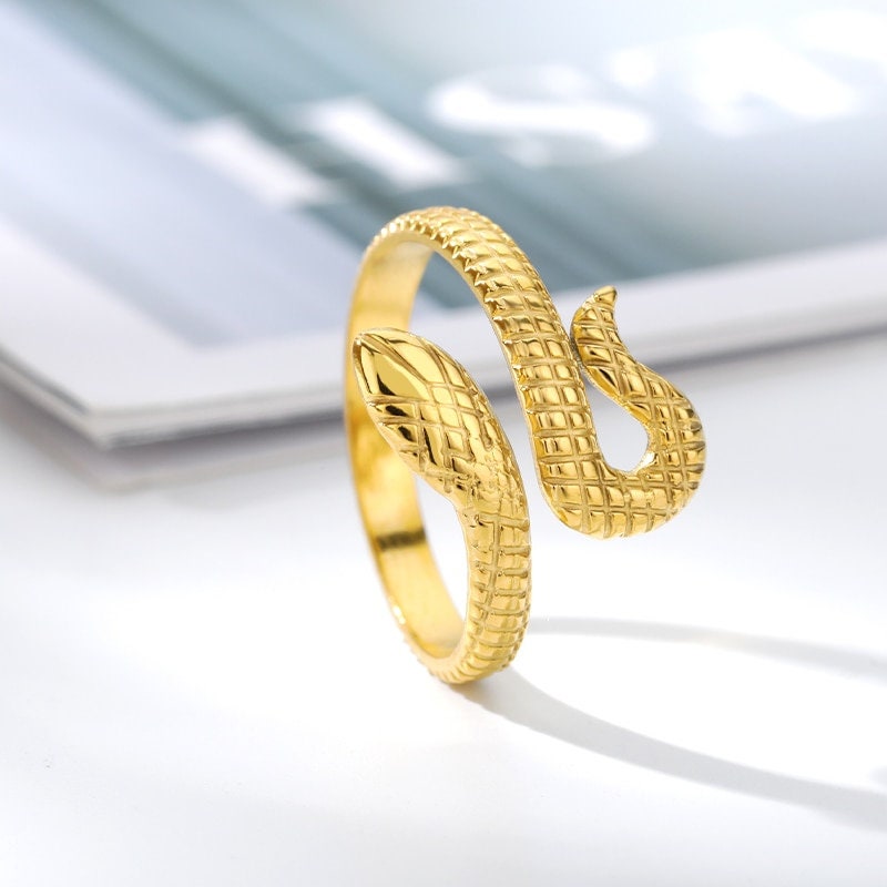 18K Gold Snake Wrap Ring, Gold Snake Ring, Punk Snake Ring, Gold Wrap Ring, Punk Fashion Ring for Women, Gift for Her