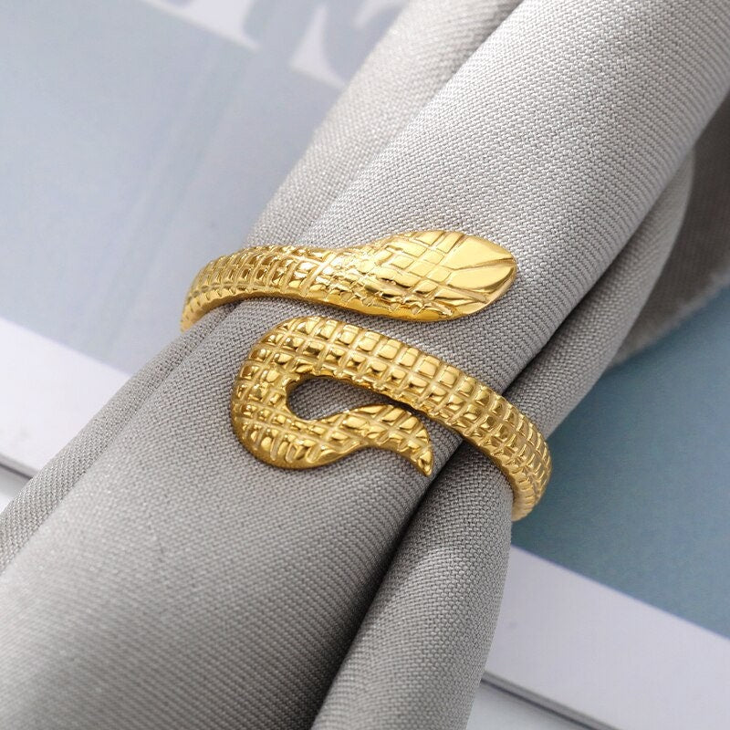 18K Gold Snake Wrap Ring, Gold Snake Ring, Punk Snake Ring, Gold Wrap Ring, Punk Fashion Ring for Women, Gift for Her