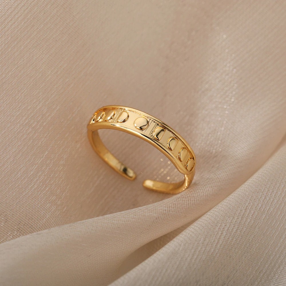 Punk 18K Gold Ring, Gold Dots Ring, Gold Wrap Ring, Punk Fashion Ring for Women, Gift for Her