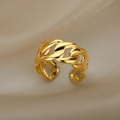 Punk Link Ring, Emo Link Ring, 18K Gold Link Ring, Punk Fashion Ring for Women, Gift for Her