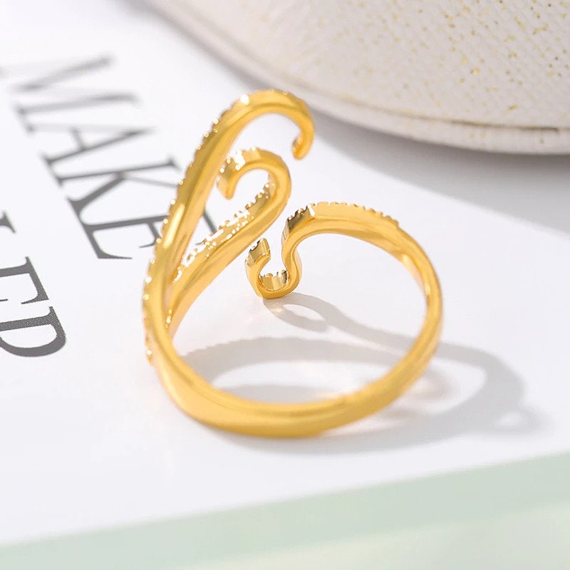 Punk Octopus Legs Wrap Ring, Gold Tentacles Wrap Ring, 18K Gold Plated, Punk, Gothic